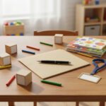 A daycare classroom table with learning materials, representing a childcare subsidy application.