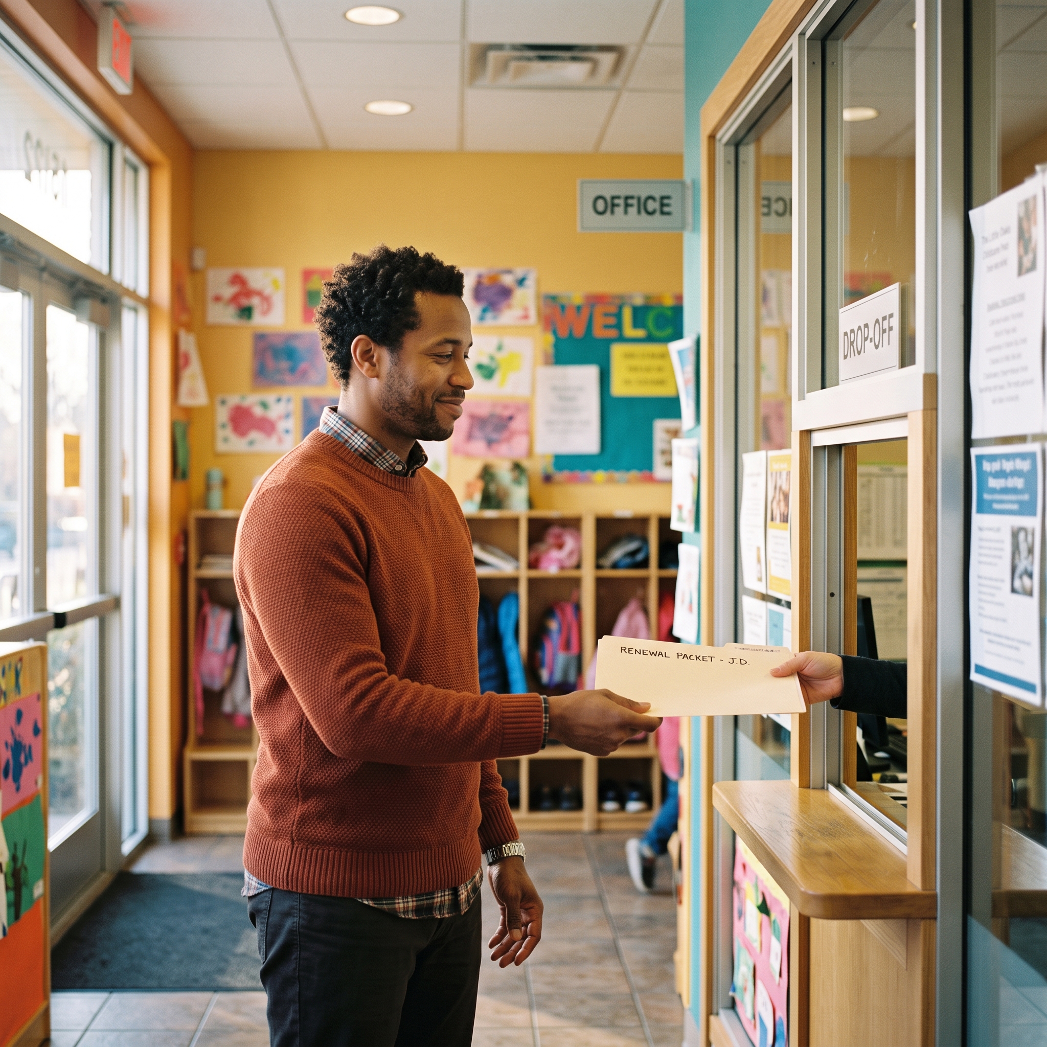 Bringing renewal paperwork back in person, rather than mailing it, is the fastest way to confirm it was received before the redetermination deadline.