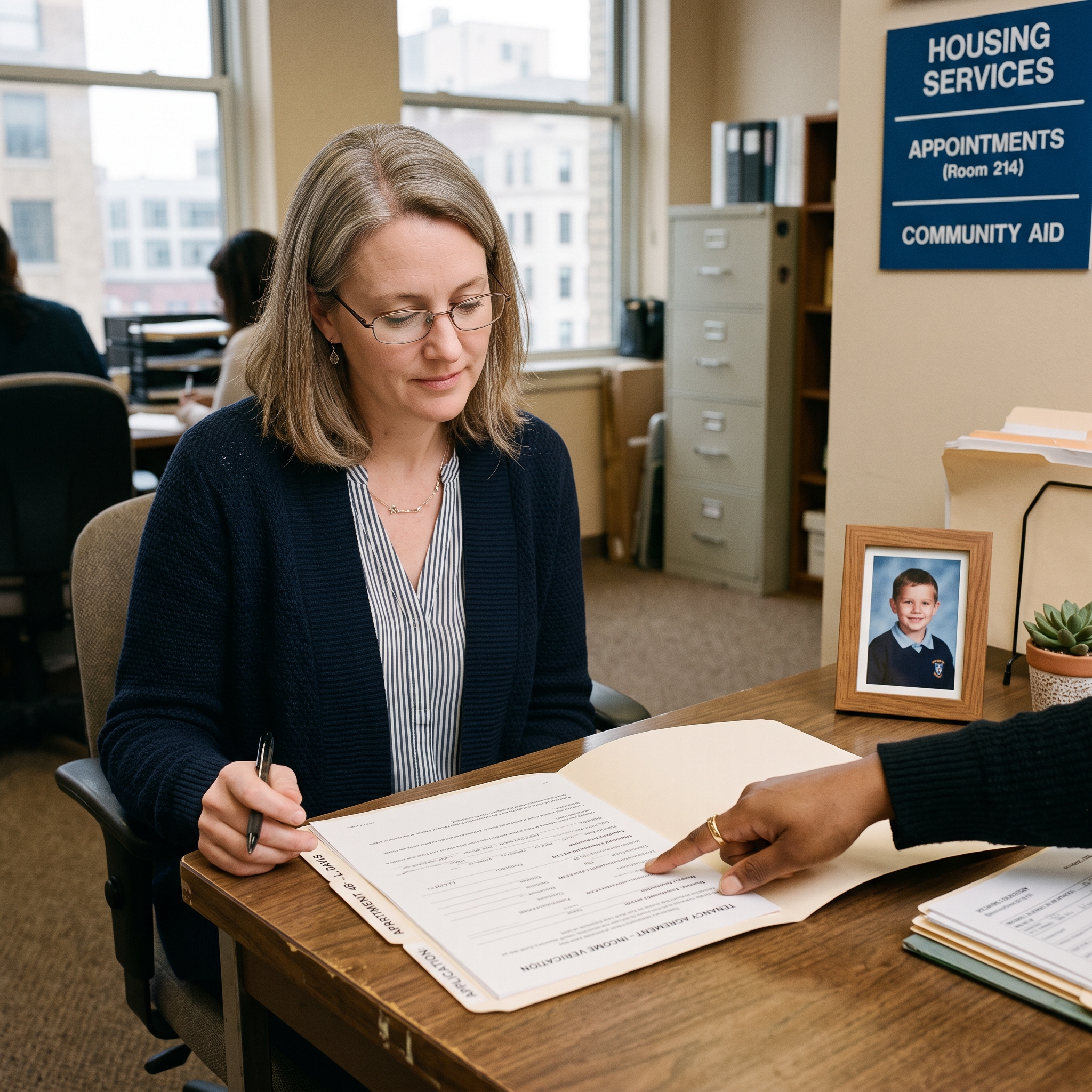 An FSS coordinator sets savings and self-sufficiency goals with the family at enrollment, then checks in periodically over the life of the 5-year contract.